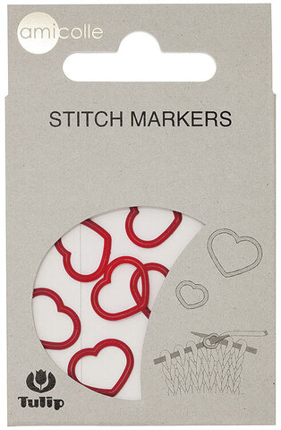 Маркер для вязания "amicolle", сердце, размер3,25*4,5мм, пластик, красный, 7шт в упаковке