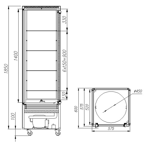 Шкаф кондитерский POLUS D4 VM 400-2 (R400Cвр Сarboma Люкс) (0109-0102 (коричнево-золотой))