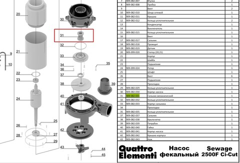 Сальник механический QUATTRO ELEMENTI Sewage 1700F Ci-Cut (909-082-031)
