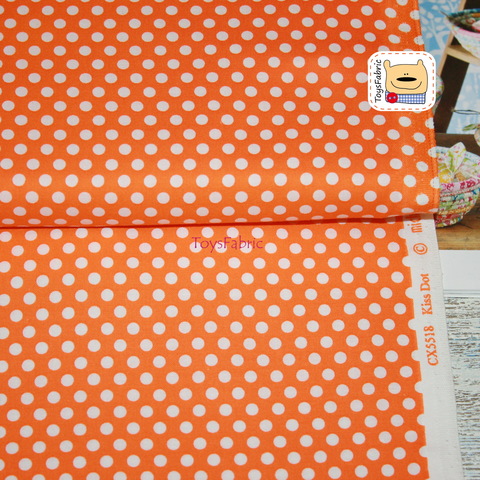 Ткань для пэчворка 20909 (горох 5мм на оранжевом) 45х55см