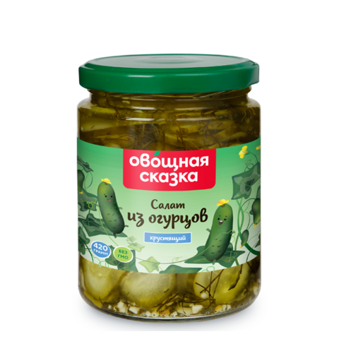 Овощная Сказка Салат из Огурцов хрустящий сткл.420гр