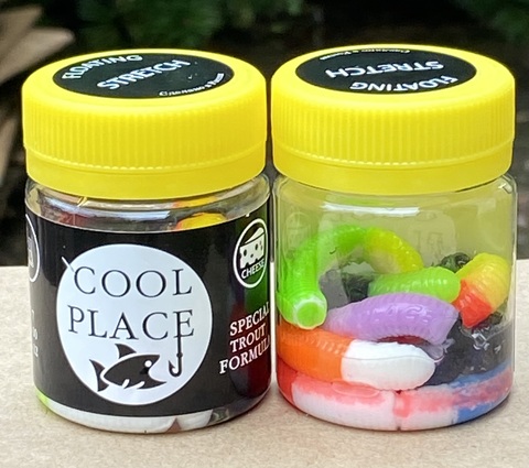 Форелевая силиконовая приманка COOL PLACE BUK FLOATING STRETCH цвет MIX 4  ( плавающая/ тянущаяся ) 65 мм/ 7 шт в банке.