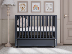 Детская кроватка Incanto Hollie (графит) универсальный маятник, колеса, ящик, автостенка