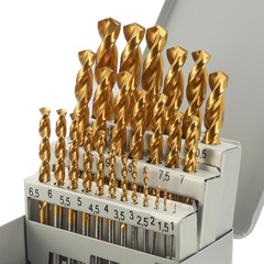 Набор сверл по металлу 1-13мм 25шт DIN338 HSSE-Co8 TiN 135° (мет. кейс) H-Tools 08351300