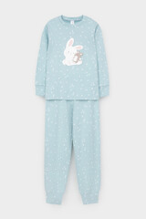 пижама  для девочки  К 1621/голубой,цветочные снежинки