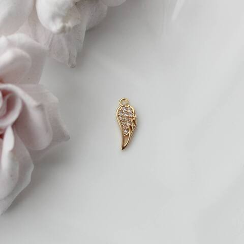 Подвеска Крыло с фианитами 13*5 мм, позолота, П436