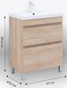 Aquanet 345798 Тумба с раковиной Нота new 58 напольная 2 ящ. цв.дуб светлый (345798)
