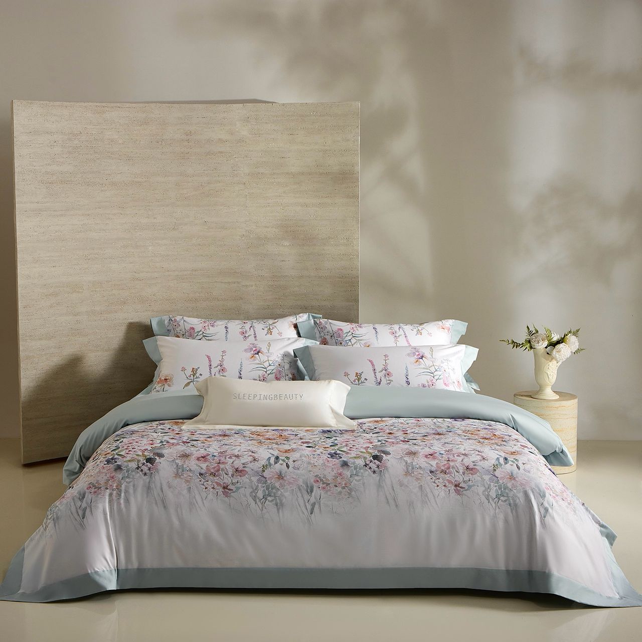 ZEPHYR HOME 60S Египетский хлопок  (двухспалка)  Мятный Цветки