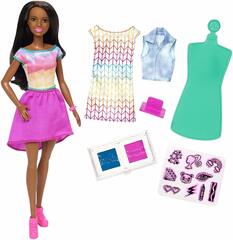 Кукла Barbie Брюнетка Crayola color Stamp Fashions Set