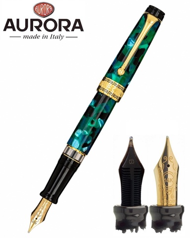 Ручка перьевая Aurora Optima Auroloide Emerald Green GT, M (AU-996-VM)