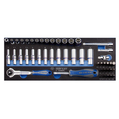 KING TONY (9-2548MRV) Набор торцевых головок 1/4" с принадлежностями, ложемент, 48 предметов