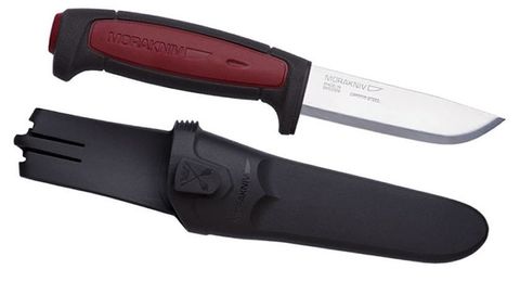 Нож Morakniv Pro C стальной разделочный, лезвие: 91 mm, прямая заточка, бордовый/черный (12243)