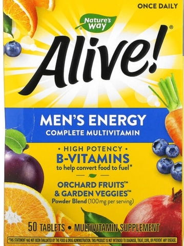 Nature's Way, Alive!, комплекс витаминов и минералов для энергии мужчин, 50 таблеток
