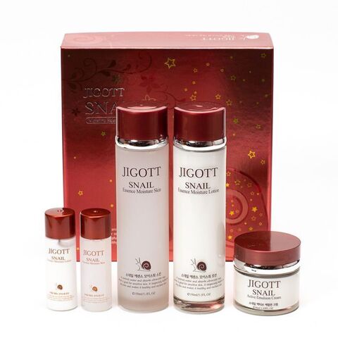 Jigott Snail Essence Moisture Skin Care 3Set Набор уходовый с улиткой