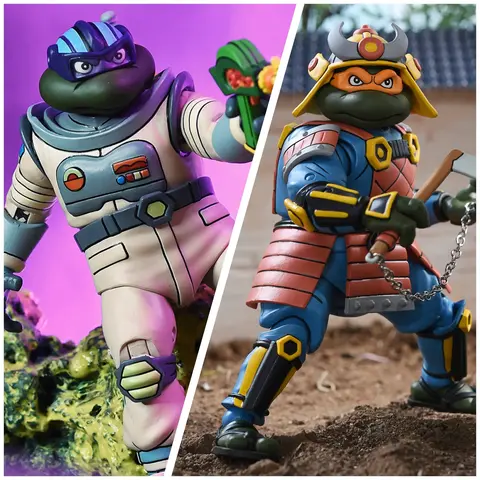 Фигурки NECA Teenage Mutant Ninja Turtles: Samurai Adventure Michelangelo and Space Adventure Donatello (Бамп)