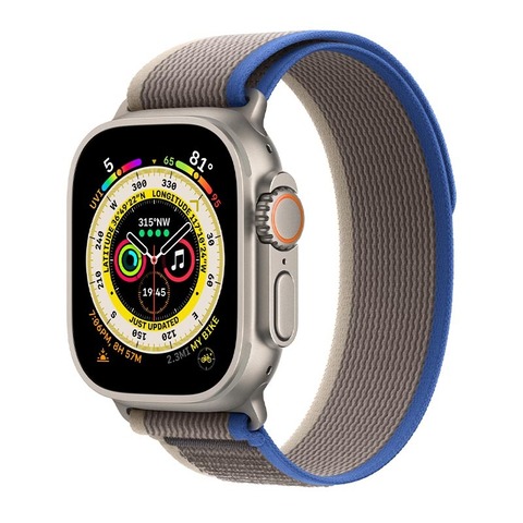 Apple Watch Ultra, GPS + Cellular, 49 мм, корпус из титана, ремешок Trail Loop серо-голубого цвета, S/M