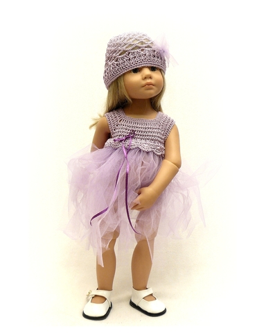 Вязаное платье с сеткой - На кукле. Одежда для кукол, пупсов и мягких игрушек.