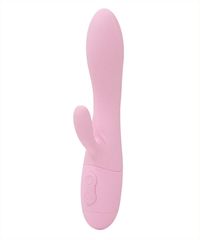 Нежно-розовый вибратор Kiara с клиторальным отростком - 18,3 см. - 