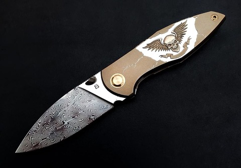 Cheburkov Toucan Skull FULL Custom Damascus 