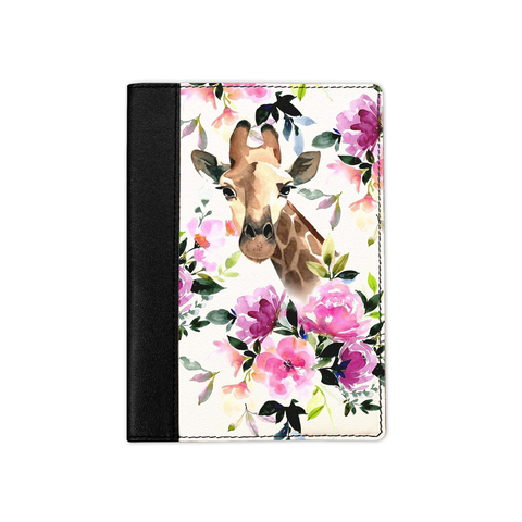 Ежедневник комбинированный с обработанными краями "Цветы и жираф" черный, белая вставка