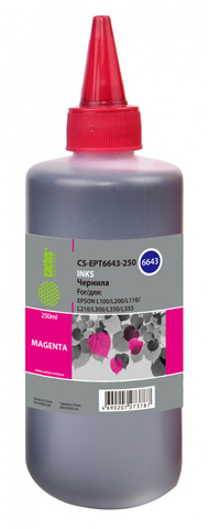 Чернила Cactus CS-EPT6643-250 T6643 Пурпурный / Magenta 250мл для Epson L100/L110/L120/L132/L200/L210/L222/L300/L312/L350/L355/L362/L366/L456/L550/L555/L566/L1300