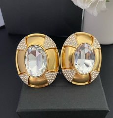 27062- КРУПНЫЕ СЕРЬГИ клипсы овальные из латуни YSL