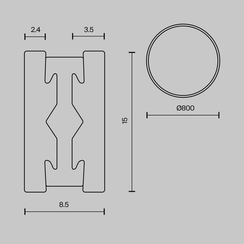 Шинопровод накладной/подвесной Maytoni Busbar trunkings flarity TRX154-R-D800-BS