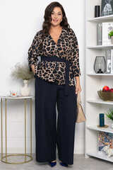 Костюм брючный Осенний шик (синий/лео) К14282-7М LT Collection