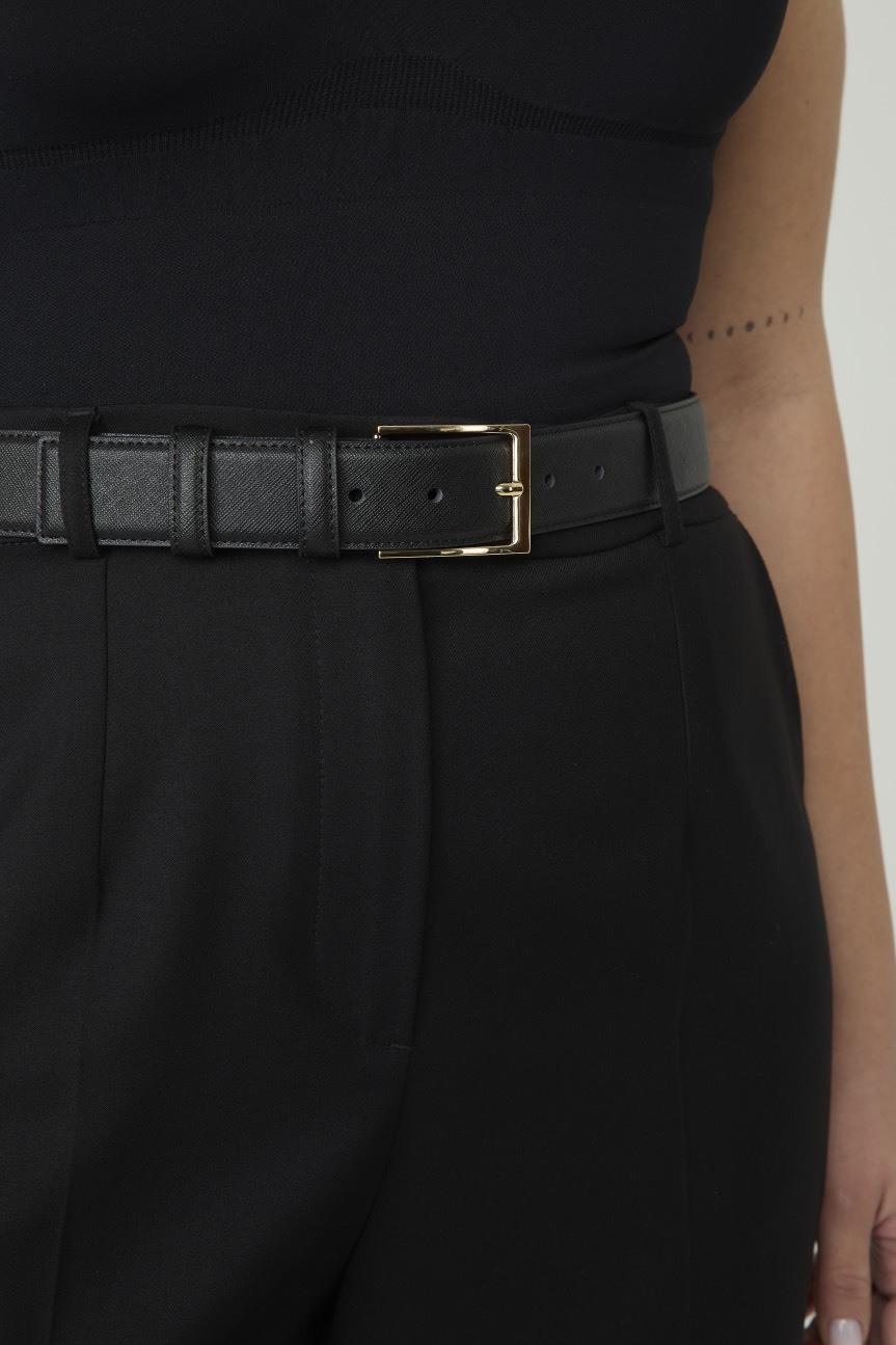 Классический ремень из кожи saffiano, 35 мм; черный