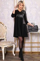 Платье со вставками из экокожи Эллис (черное) П14724-8М LT Collection