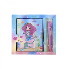 
          Записная книжка в футляре 19,0 см * 18,0 см , 7БЦ, Alingar, ламинация, замочек, ручка, 48 л., клетка, "Нежная русалка", голубой