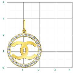 л50411- Подвеска круглая CHANEL в форме логотипа из лимонного золота 585 пробы