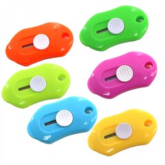 
          Нож канцелярский Alingar, 9 мм, детский мини, с механической фиксацией лезвия, цветной пластик. корпус 6 см, ассорти, неон, ПЭТ с европодвесом