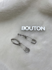 Серьги кольца серебристые с подвесками 