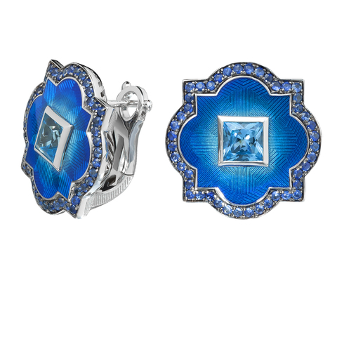 Серьги с Топазом и Сапфирами, Эмаль E0117-1/1