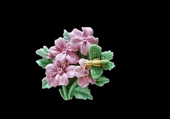 Силиконовый молд Мотылек на букете цветов малый