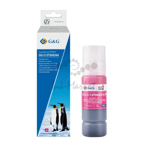 Чернила G&G GG-C13T00S34A 103M пурпурный 70мл для Epson L1110, L3151, L3100, L3101, L3110, L3150
