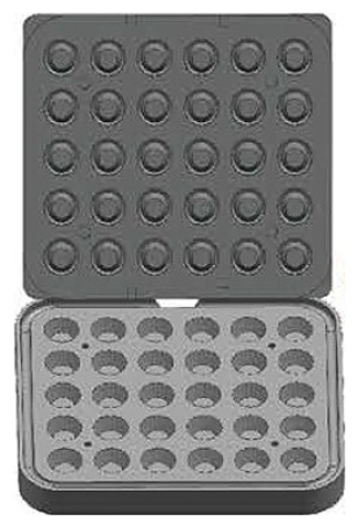 Форма для тарталетницы Kocateq DHTartmatic Plate 05 (круглые, верхний ? 40,6 мм, нижний ? 27 мм, 30 шт.)