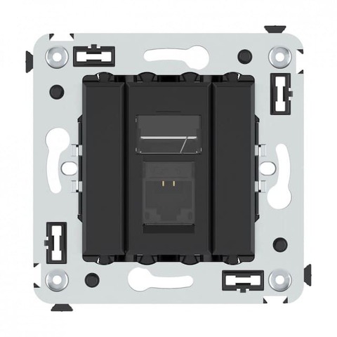 Розетка компьютерная RJ-45 категория 6А - 2 модуля. Цвет Чёрный матовый. DKC серия Avanti. 4412373