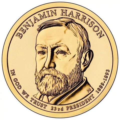 1 доллар 23-й президент США Бенджамен Гаррисон 2012 год