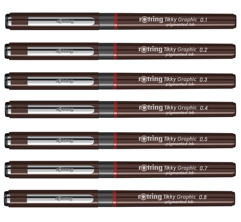 Набор ручек капиллярных Rotring Tikky Graphic 3 ручки: 0.2/0.4/0.8 mm черные чернила (1904811)