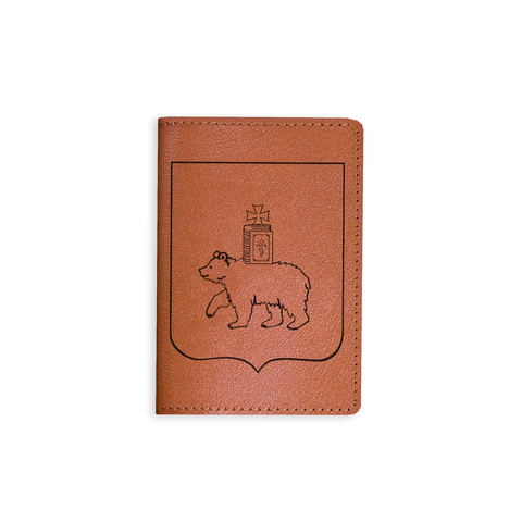 Обложка на паспорт "Герб Пермского края", рыжая