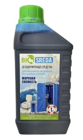 BioSreda Дезодорирующее средство для биотуалетов, выгребных ям и дачных туалетов Морская свежесть, 1л