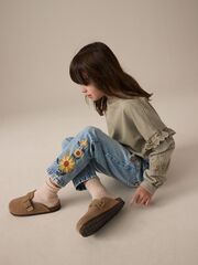 Джинсы с вышивкой для девочки Next E49-514, Голубой