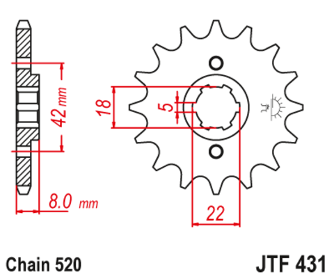 Звезда ведущая для мотоцикла JTF431.13