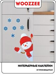 Наклейки-стикеры "Выглядывающий снеговик 3"