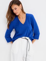 Свободный лонгслив с V-вырезом и рукавом 3/4