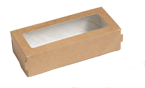 Коробка прямоугольная самосборная с окном, 17*7*4 см, 1 шт. Цвет крафт