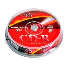 Носители информации CD-R, 52x, VS, Cake/10, VSCDRCB1001