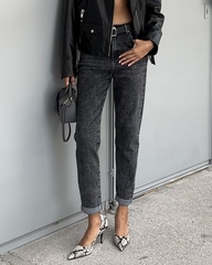 Джинсы MOM стрейч с ремнем